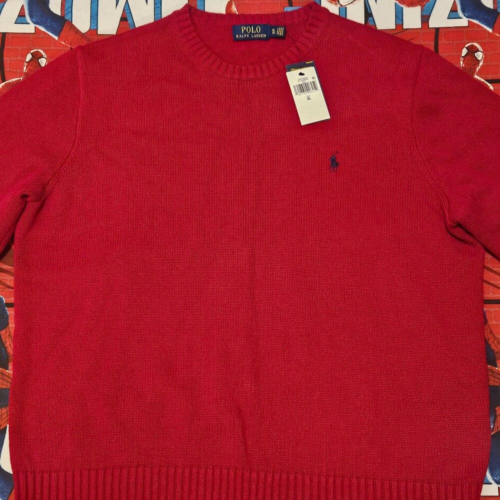 Polo Ralph Lauren Sweater Men's XL Red Long Sleeves Crew Neck 100% Cotton